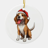 Aangepaste pret Beagle Kerst hond Keramisch Ornament (Voorkant)