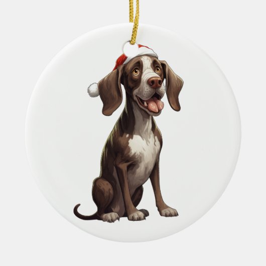 Aangepaste pret Duitse staande pointer Kerstmis Keramisch Ornament (Voorkant)