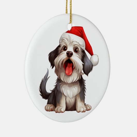 Aangepaste pret Havanese Kerst hond Keramisch Ornament (Rechts)