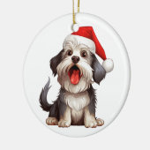 Aangepaste pret Havanese Kerst hond Keramisch Ornament (Links)
