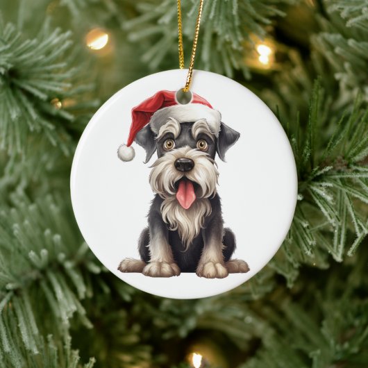 Aangepaste pret Miniatuur Schnauzer Kerst hond Keramisch Ornament (Boom)