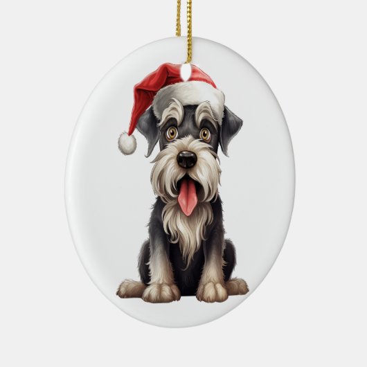 Aangepaste pret Miniatuur Schnauzer Kerst hond Keramisch Ornament (Rechts)