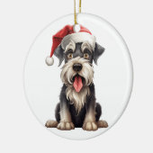 Aangepaste pret Miniatuur Schnauzer Kerst hond Keramisch Ornament (Links)