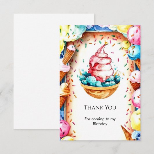 Aangepaste pret roomijs verjaardag bedankkaart (Voorkant / Achterkant)