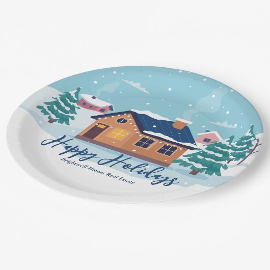 Aangepaste Prettige feestdagen Estate Company Part Papieren Bordje (Gekanteld)