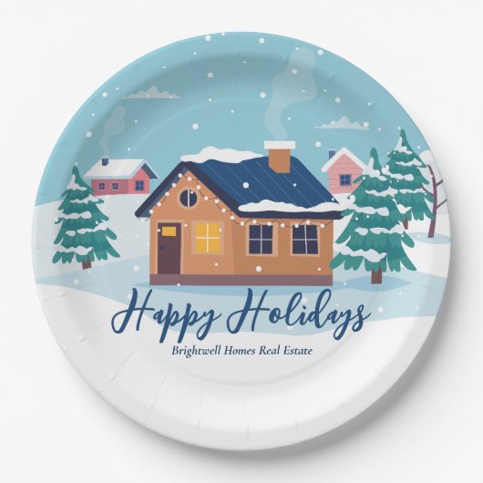 Aangepaste Prettige feestdagen Estate Company Part Papieren Bordje (Voorkant)