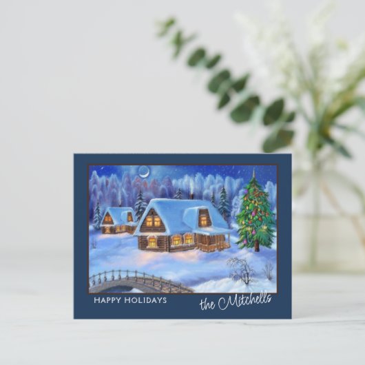 Aangepaste Prettige feestdagen Winter Wonderland W Briefkaart (Staand voorkant)