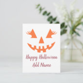Aangepaste prettige Halloween Jack O Lantern pompo Feestdagenkaart (Staand voorkant)