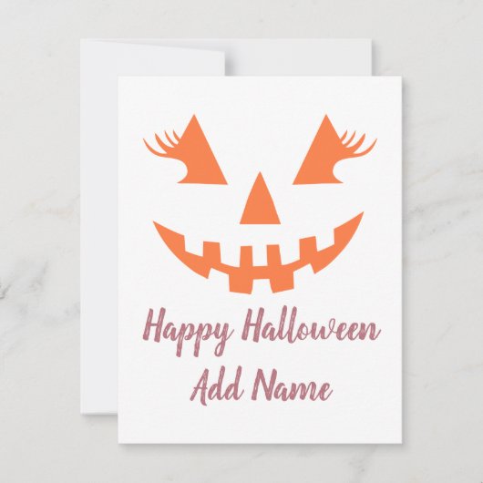Aangepaste prettige Halloween Jack O Lantern pompo Feestdagenkaart (Voorkant)