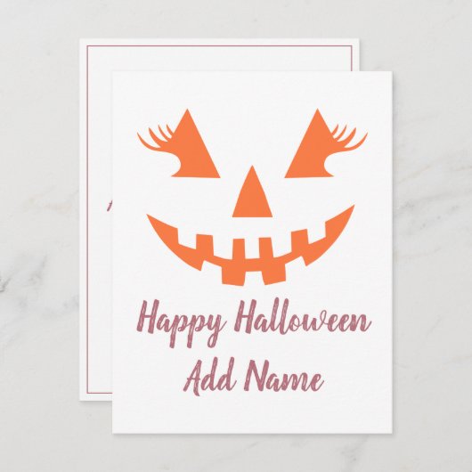 Aangepaste prettige Halloween Jack O Lantern pompo Feestdagenkaart (Voorkant / Achterkant)