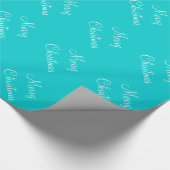 Aangepaste prettige kerstTurquoise Blauwe achtergr Cadeaupapier (Hoek)