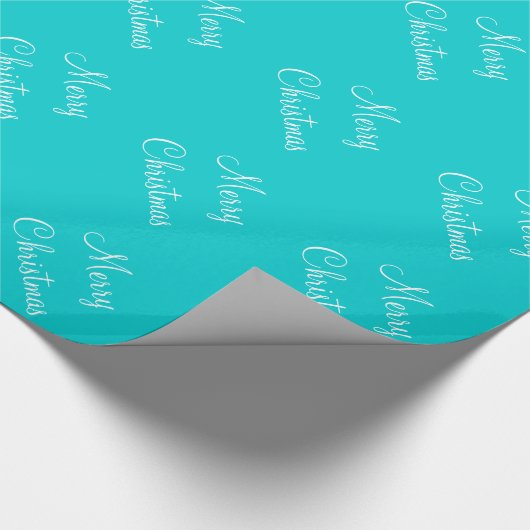 Aangepaste prettige kerstTurquoise Blauwe achtergr Cadeaupapier (Hoek)