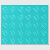 Aangepaste prettige kerstTurquoise Blauwe achtergr Cadeaupapier (Vlak)