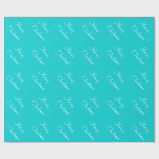 Aangepaste prettige kerstTurquoise Blauwe achtergr Cadeaupapier (Vlak)
