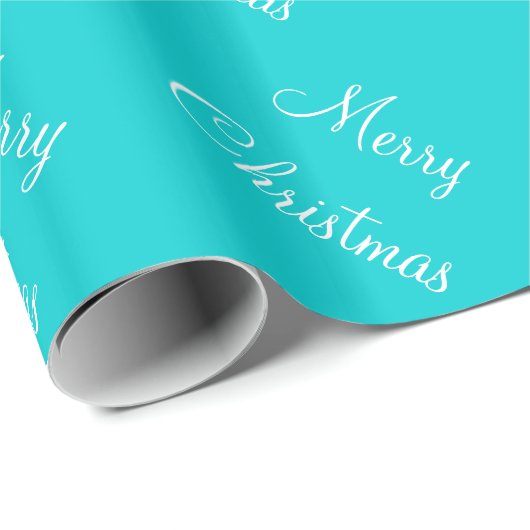 Aangepaste prettige kerstTurquoise Blauwe achtergr Cadeaupapier (Rol Hoek)
