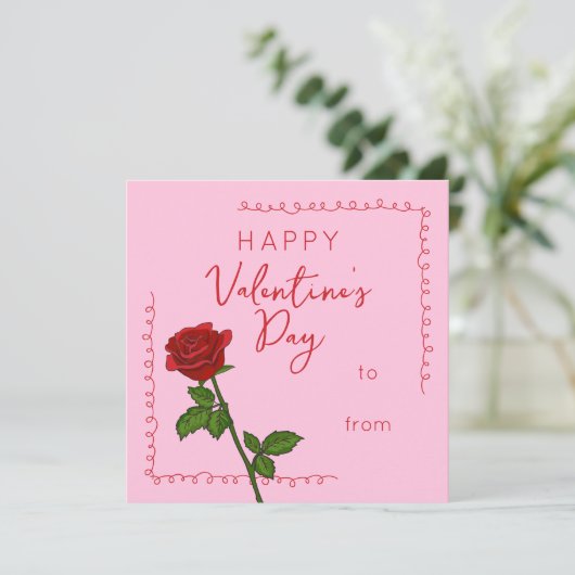Aangepaste prettige Valentijnsdag Roze Vierkant Feestdagenkaart (Staand voorkant)