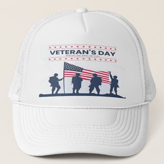 Aangepaste Prettige Veteranendag! Dank U Kaarten 2 Trucker Pet (Voorkant)