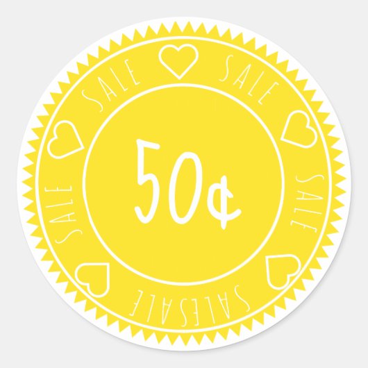 Aangepaste prijs voor Bright Neon Yellow Verkooppr Ronde Sticker (Voorkant)