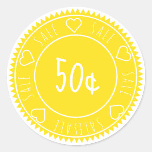Aangepaste prijs voor Bright Neon Yellow Verkooppr Ronde Sticker
