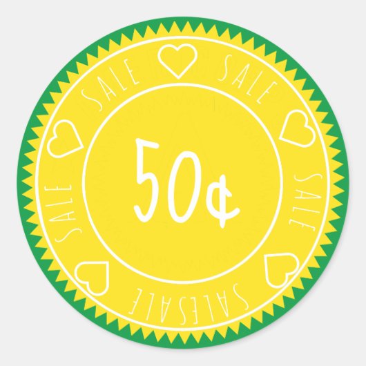 Aangepaste prijs voor groene verkoop met heldere g ronde sticker (Voorkant)