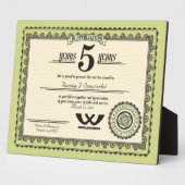 Aangepaste prijs voor vijf jaar arbeidsbemiddeling fotoplaat (Zijkant)