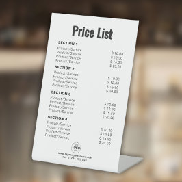 Aangepaste prijslijst voor diensten Eenvoudig Mode Reclamebord Met Voetstuk