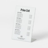 Aangepaste prijslijst voor diensten Eenvoudig Mode Reclamebord Met Voetstuk (Voorkant)