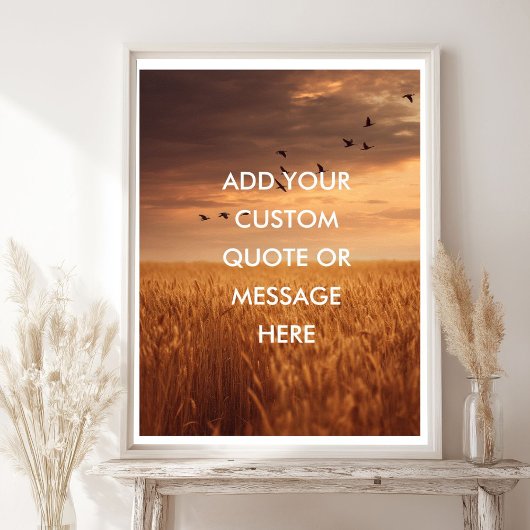 Aangepaste prijsopgave Sunset Field Quote Poster
