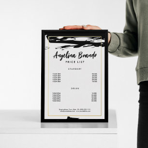 Aangepaste prijstlijst Gouden Folie Streep Zwarte Uitnodiging