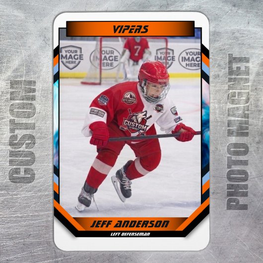 Aangepaste Prime Oranje & Navy IJshockey Fotomagne Magneet