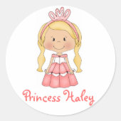 Aangepaste princess lollipoplabels ronde sticker (Voorkant)