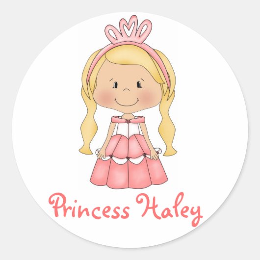 Aangepaste princess lollipoplabels ronde sticker (Voorkant)