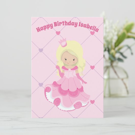 Aangepaste prinses  roze bruidskeerdag kaart (Staand voorkant)