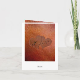 Aangepaste Print Faux Leather 3e bruiloft Jubileum Kaart