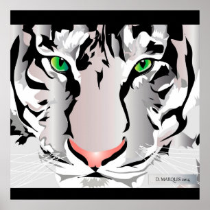AANGEPASTE PRINT - TIGER-WIT/GRIJS