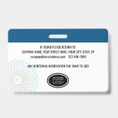 Aangepaste Privé Bewakings Beambte ID Foto Blauw Badge (Achterkant)