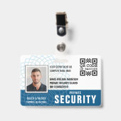 Aangepaste Privé Bewakings Beambte ID Foto Blauw Badge (Voorzijde met clip)