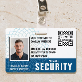 Aangepaste Privé Bewakings Beambte ID Foto Blauw Badge