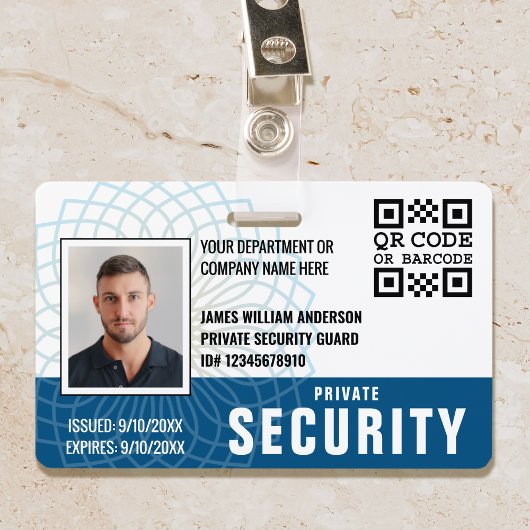 Aangepaste Privé Bewakings Beambte ID Foto Blauw Badge