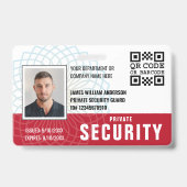 Aangepaste Privé Veiligheidsbewaker ID Foto Rood Badge (Voorzijde)