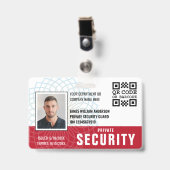 Aangepaste Privé Veiligheidsbewaker ID Foto Rood Badge (Voorzijde met clip)