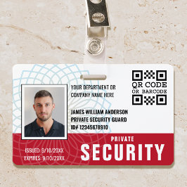Aangepaste Privé Veiligheidsbewaker ID Foto Rood Badge