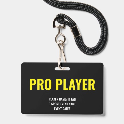 Aangepaste Pro Speler Minimalistische E-Sport Even Badge (Voorzijde met lanyard)