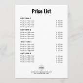 Aangepaste producten/services Eenvoudige witte ser Menu (Achterkant)