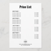 Aangepaste producten/services Eenvoudige witte ser Menu (Voorkant)