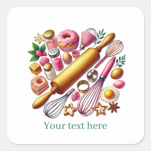 Aangepaste producten van Cute Bakery Vierkante Sticker (Voorkant)