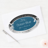 Aangepaste productetiketten Ocean Blue met Silver  Ovale Sticker (Envelop)