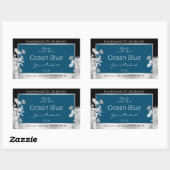 Aangepaste productetiketten Ocean Blue met Silver  Rechthoekige Sticker (Vel)