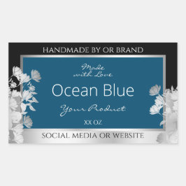 Aangepaste productetiketten Ocean Blue met Silver  Rechthoekige Sticker