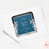 Aangepaste productetiketten Ocean Blue met Silver  Vierkante Sticker (Envelop)